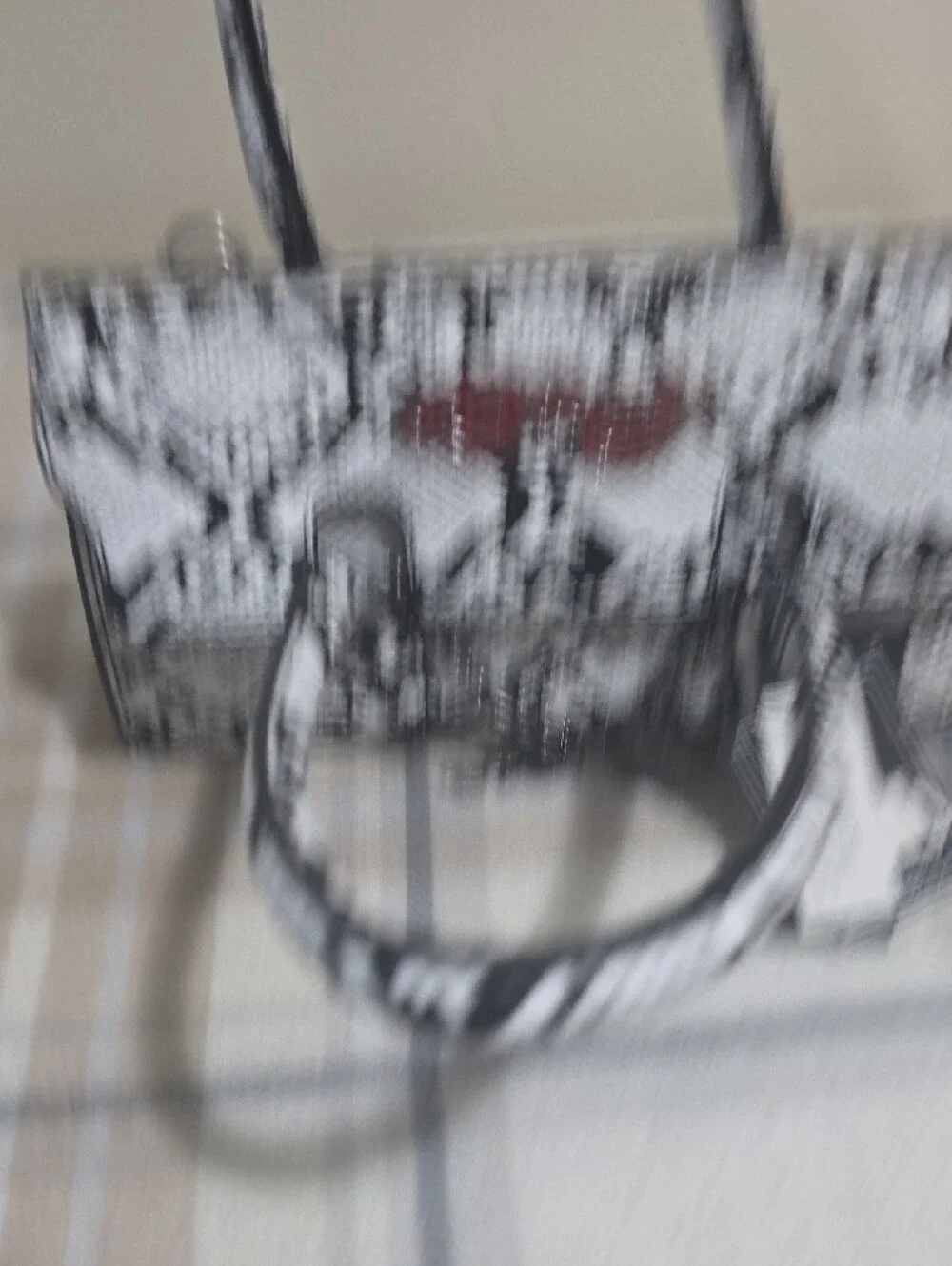 Ed Hardy Black & White Snake-Print Satchel with Red Logo Accent